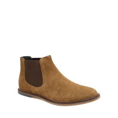 Tobacco 'Vogts' mens flat slip on chelsea boots